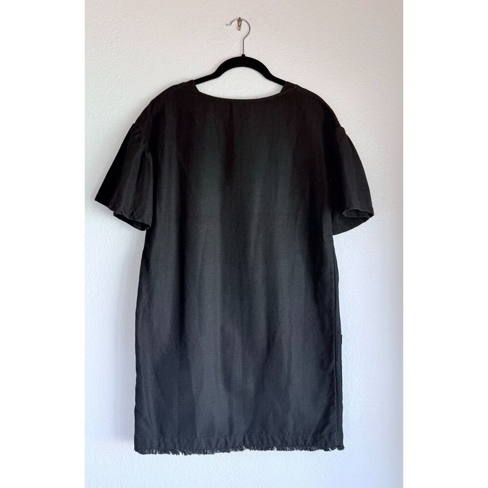 NWOT Ulla Johnson Marcelle Lace Up Cotton-Linen Shift Dress in Jet Black Sz 0 - Picture 5 of 11